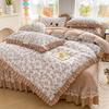 Pure Cotton Double-layer Yarn Quilt Cover Bed Skirt Lace Single-piece Three-piece Four-piece Set Four-season Universal Bed Sheet Quilt Cover