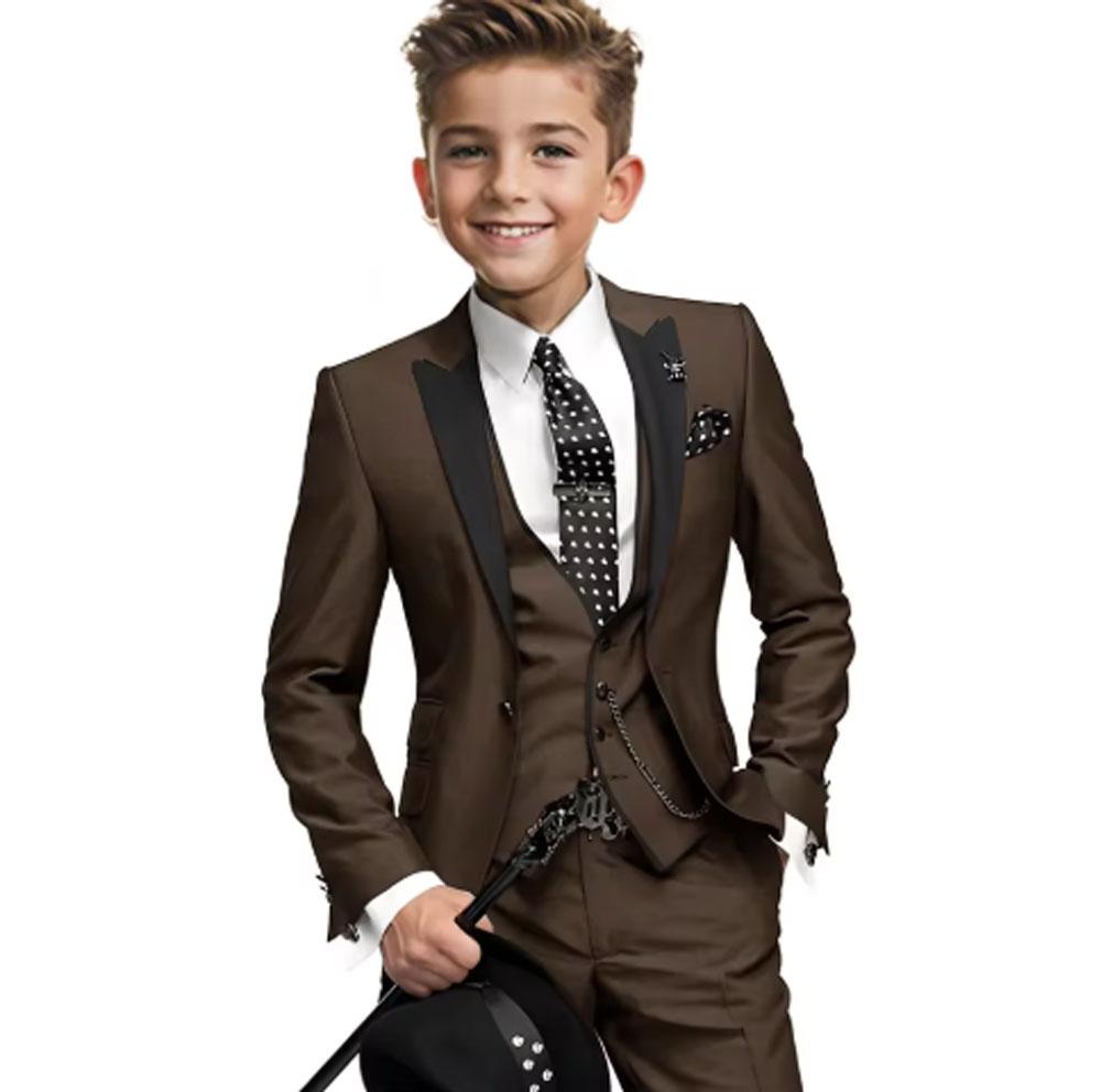 Boys Suit 3 Piece Set Fashion Design Jacket Pants Vest Wedding Kids Tuxedo Formal Graduation Outfit Stage Performance Suit