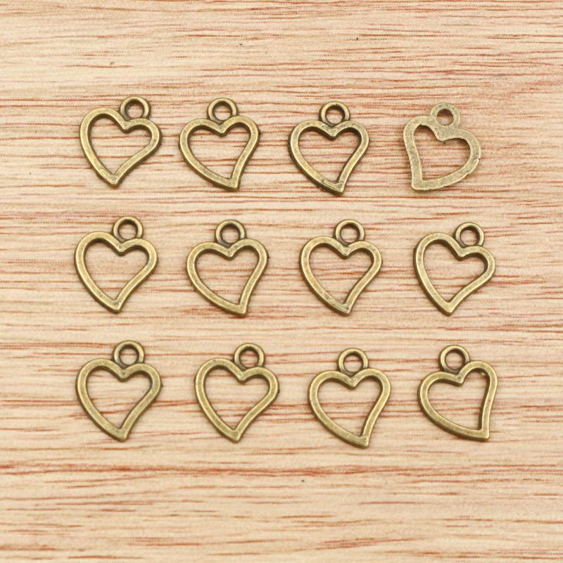 50pcs Small Hollow Heart Charms Pendant 10x8mm Zinc Alloy DIY Jewelry Making Accessories Finding for Necklace Earrings