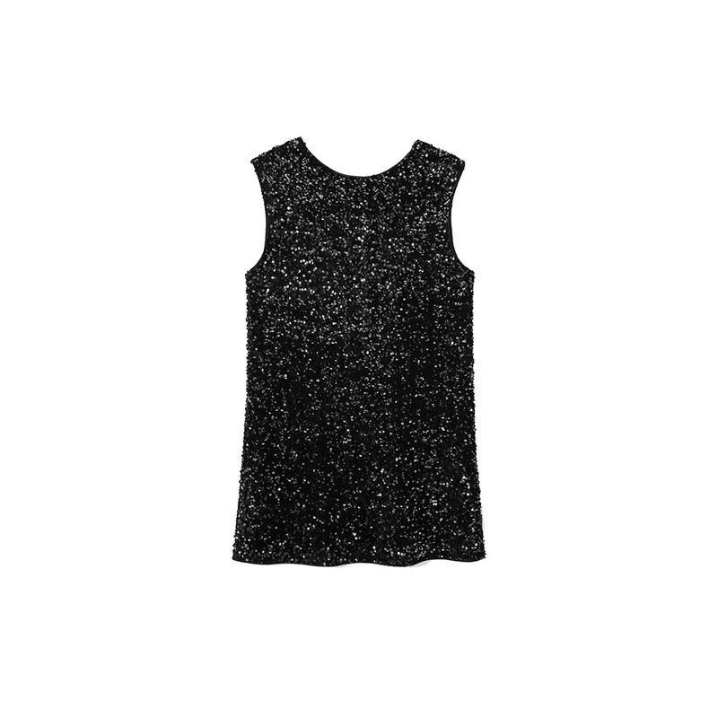 Za2025 Spring New Women's Clothing Fashion round Neck Sleeveless Back Shoelace Party Sequins Dress 1240705