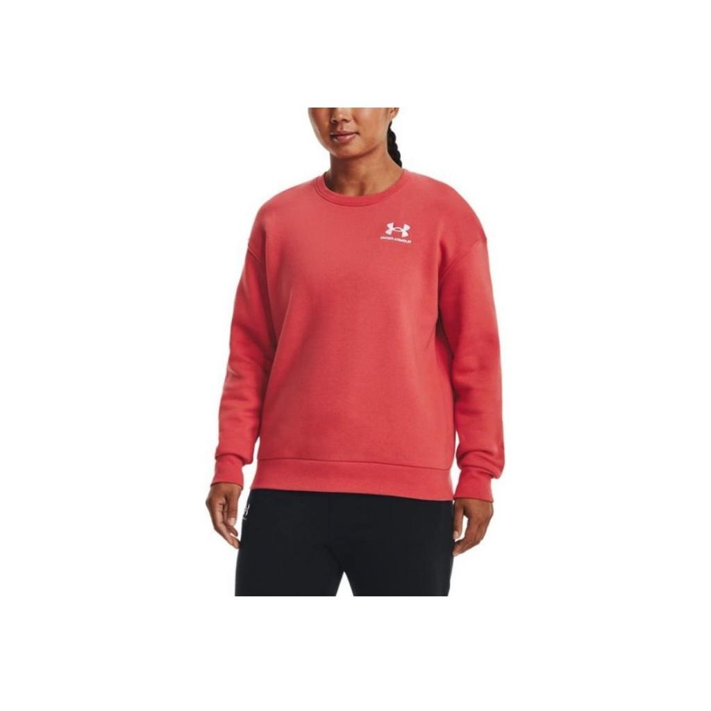 Under Armour Solid Color Crew Neck Pullover Fleece Sweatshirt Women Tops Red 1373032-638