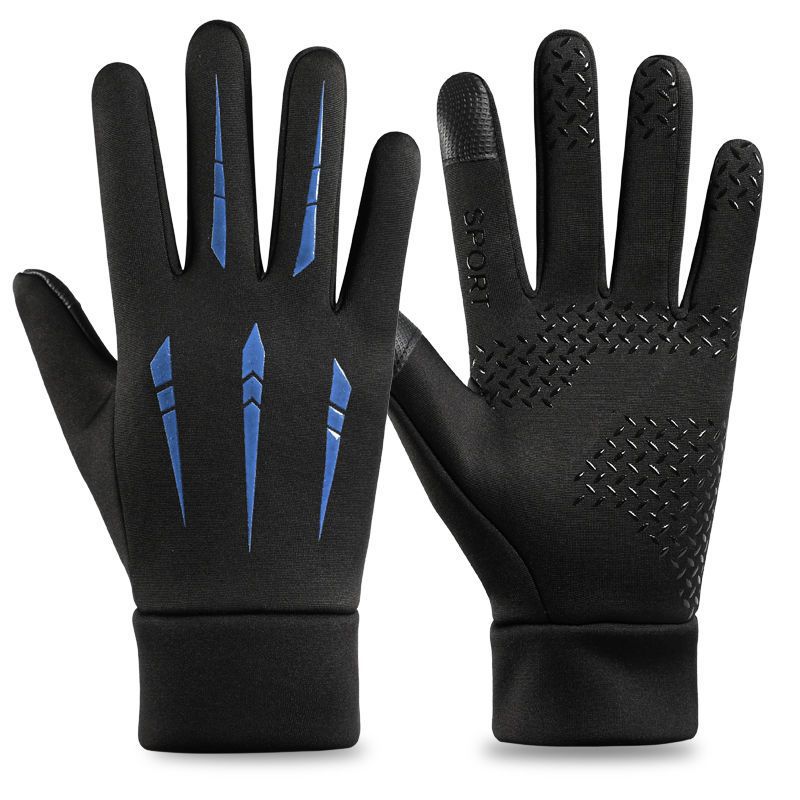 Men's autumn and winter cycling gloves outdoor touch screen Korean version windproof and cold-proof warm velvet ski sports gloves men