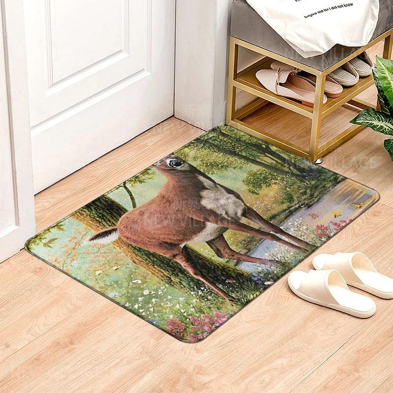 Animal Deer Pattern Door Mats Printed Carpets for Bedroom Bathroom Floor Mat House Entrance Anti-slip Carpets Home Decoration