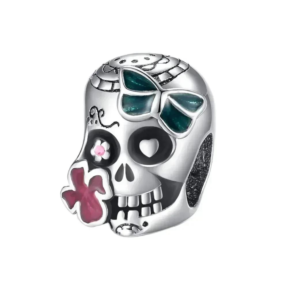 Authentic Original Copper Metal Halloween Perfect Gift Black Cat Spider Skull Pumpkin Ghost Bead Components Charm Bead Components Designed For Pan