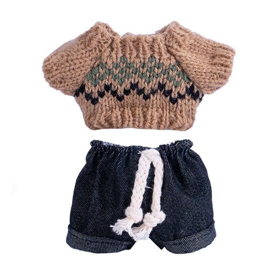 Doll Clothes Set Jeans & Knitted Sweater Baby Outfit for 15cm Dolls Trendy Doll Outfit Collection for Doll Collectors