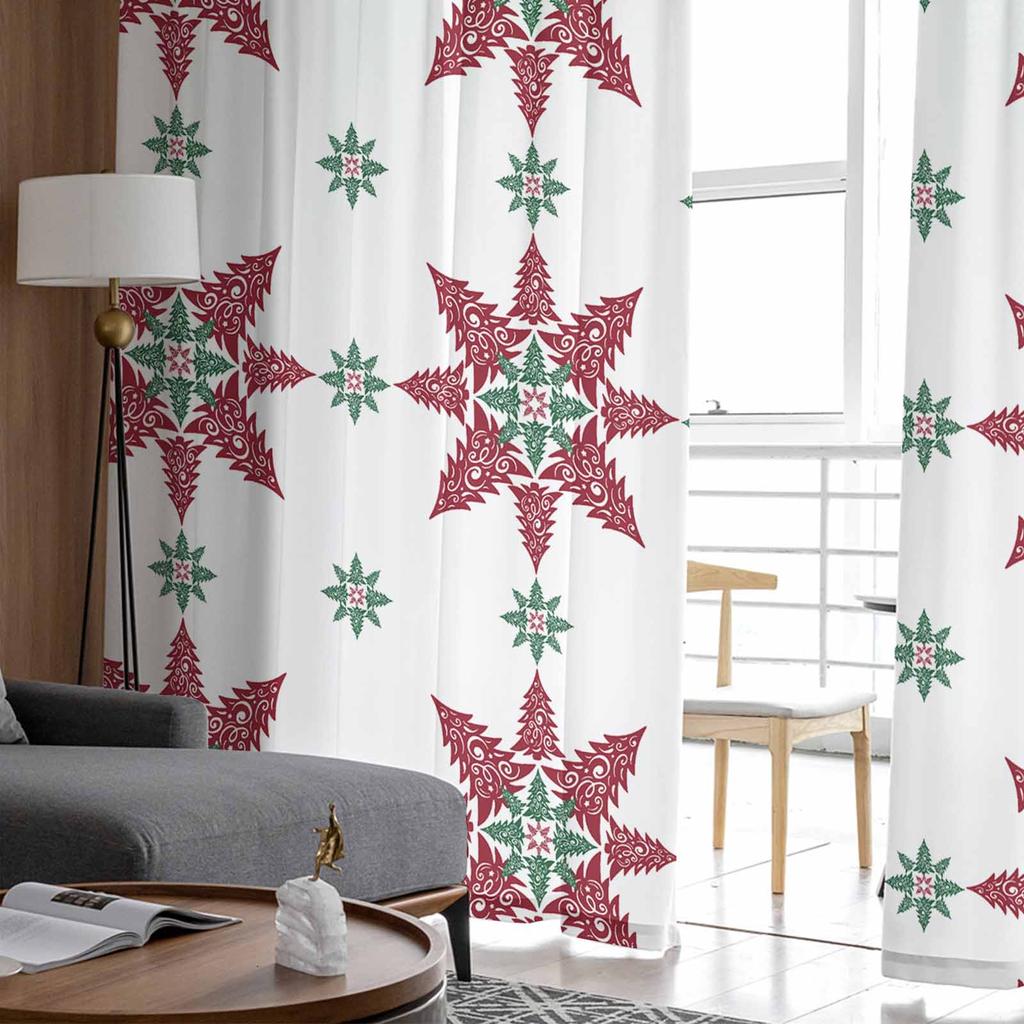Weihnachten Schneeflocke Abstrakt Schleife Vorhänge für Wohnzimmer Schlafzimmer Heimdekoration Fenster Voile Tüll Vorhang Drapes