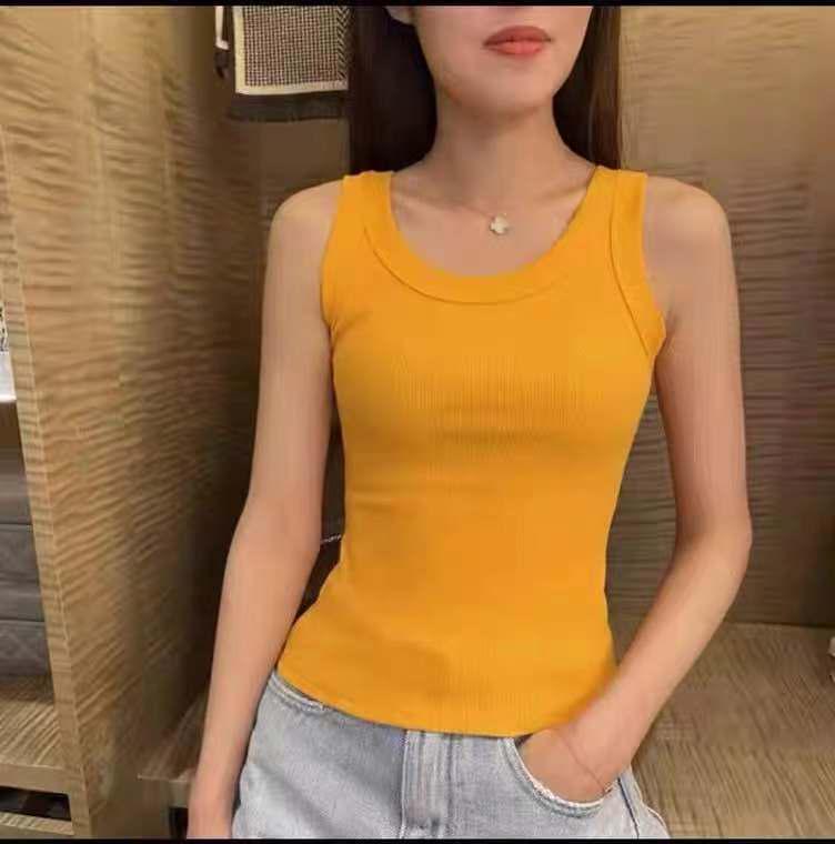 Women's Ribbed Cotton Slim Fit Wide Shoulder Tank Top - Anti-Exposure Summer Base Layer