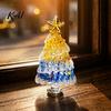 Holiday Desktop Decorations Hand Blown Glass Christmas Tree Figurine, Mini Tabletop Small Gifts Xmas Ornament, Handmade Decoration Handcrafted Art