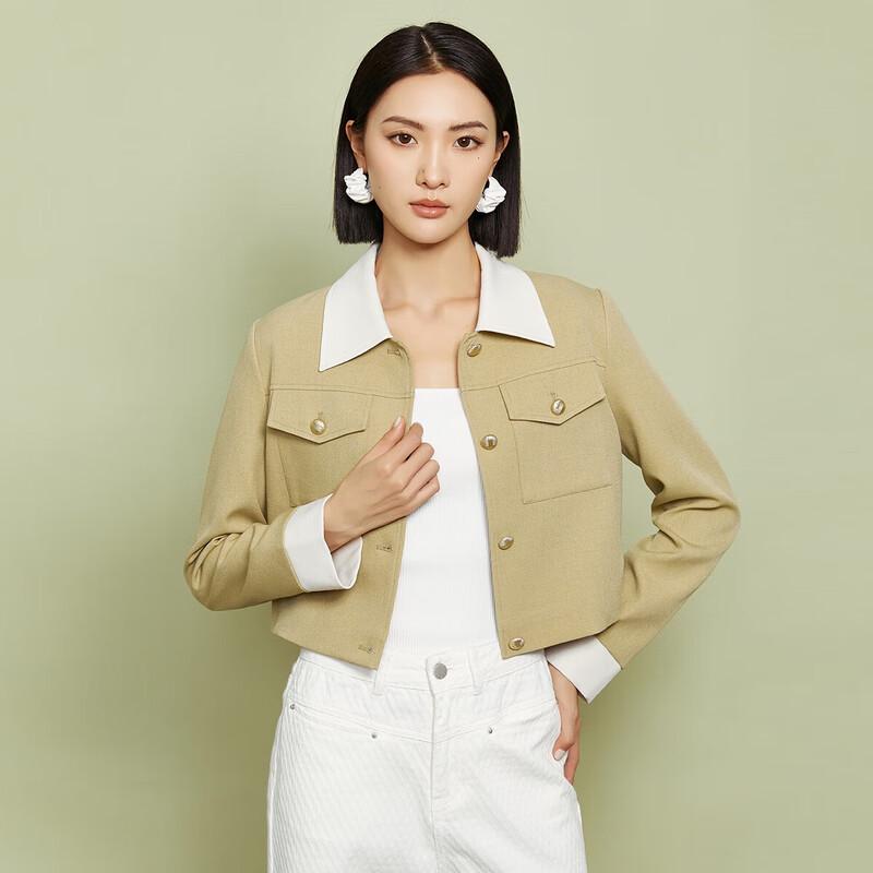 

Women s Colorblock Patchwork Short Long-Sleeve Jacket S