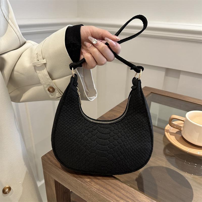 Women'S Bags, Armpit Bags, Shoulder Bags, Fashion Portable Crescent Bags, Niche Versatile Felt Bags