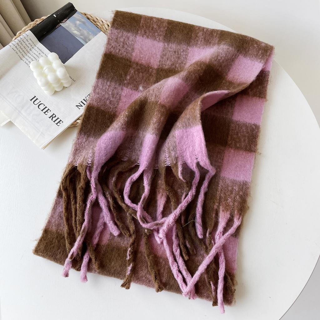Solid color mohair scarf autumn and winter new women's warm scarf vacuum packaging