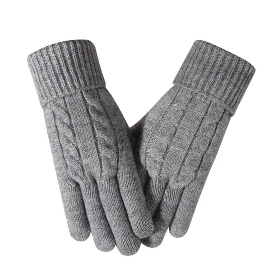 Women Winter Knitted Gloves Thick Fleece Lined Warm Gloves Solid Color Touch Screen Gloves for Driving Golfing Fishing Hiking