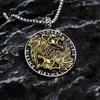 Stainless Steel Viking Guardian Totem Men's Double Wolf Necklace
