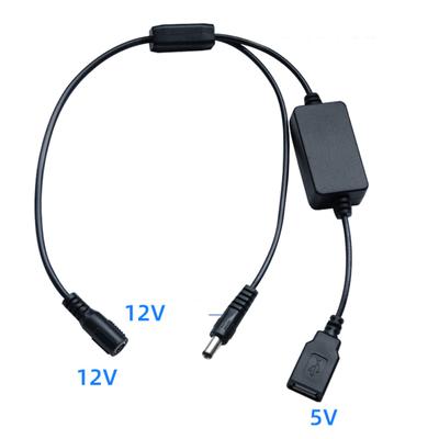 DC 5.5x2.1mm Buchse auf 5.5x2.1mm Stecker USB Buchse Stromanschluss Verlängerungs Ladekabel 12V auf 5V Ladekabel Adapter