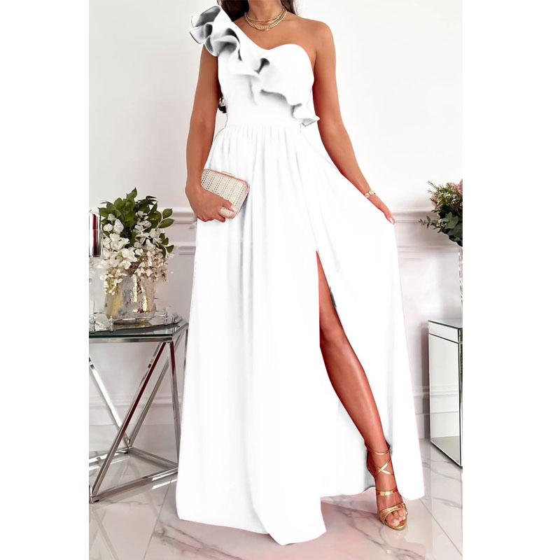 Modisches, lässiges Maxikleid für Damen, elegantes, langes Kleid mit Spitze, Partykleid