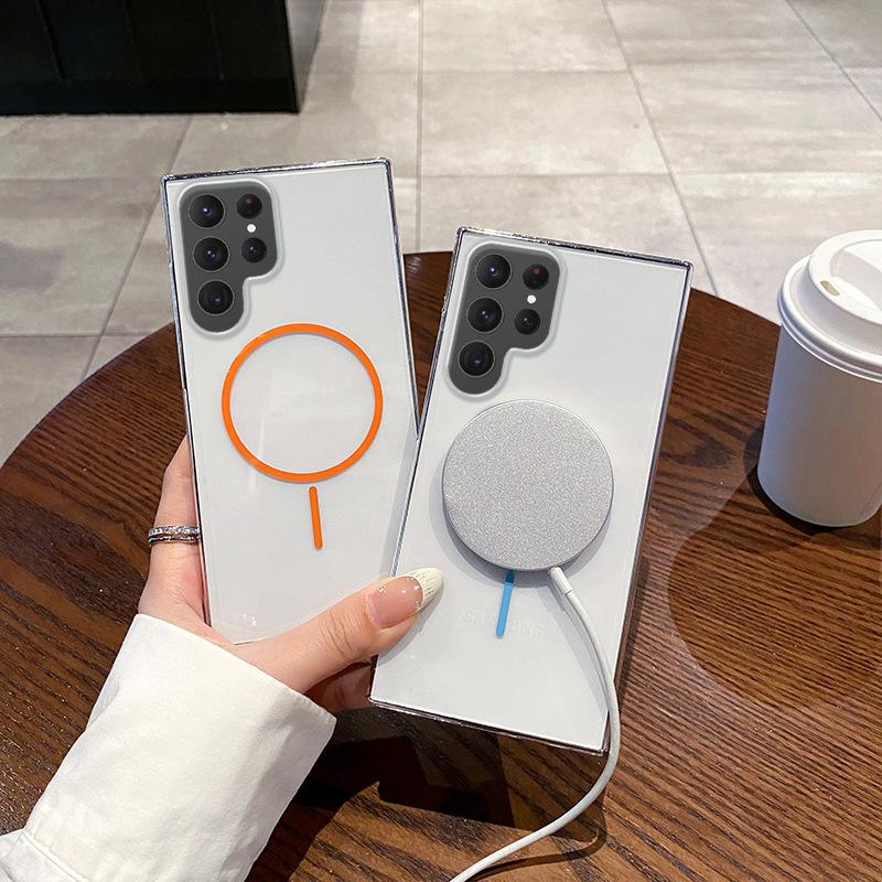 Trendy Thin Ring Magnetic High Permeability Shell Suitable for Samsung S25ULTRA Mobile Phone Case S24P Anti Fall Hard Shell