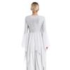 Damen Glitzer Pailletten Liturgisches Tanzkleid Patchwork Anbetungs Tunika Rundhals Ausgestellter Ärmel Asymmetrischer Saum Kleid