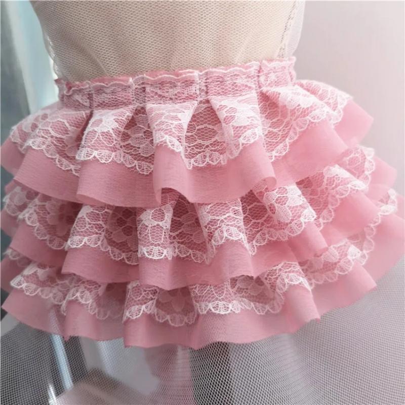 11cm Wide Beautiful Multi-color Multi-layer Chiffon Mesh Lace Trim DIY Handmade Dress Skirt Cuffs Sewing Production Accessories