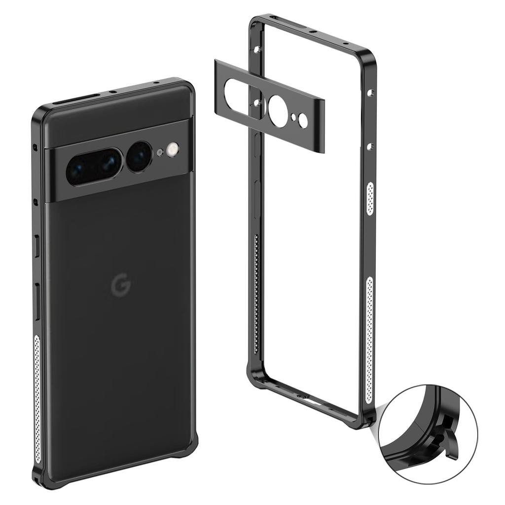 For Google Pixel 7 Pro 5G Bumper Cases Metal Frame Heat Dissipation Cover with Lens Protector