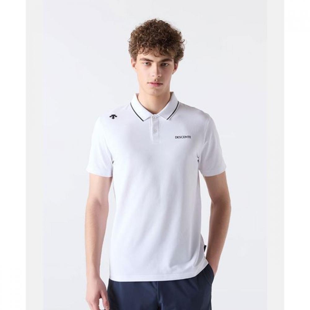 

DescenTe Tough PoinT Collar Polo T shirT whiTe WHT0WHITE/100