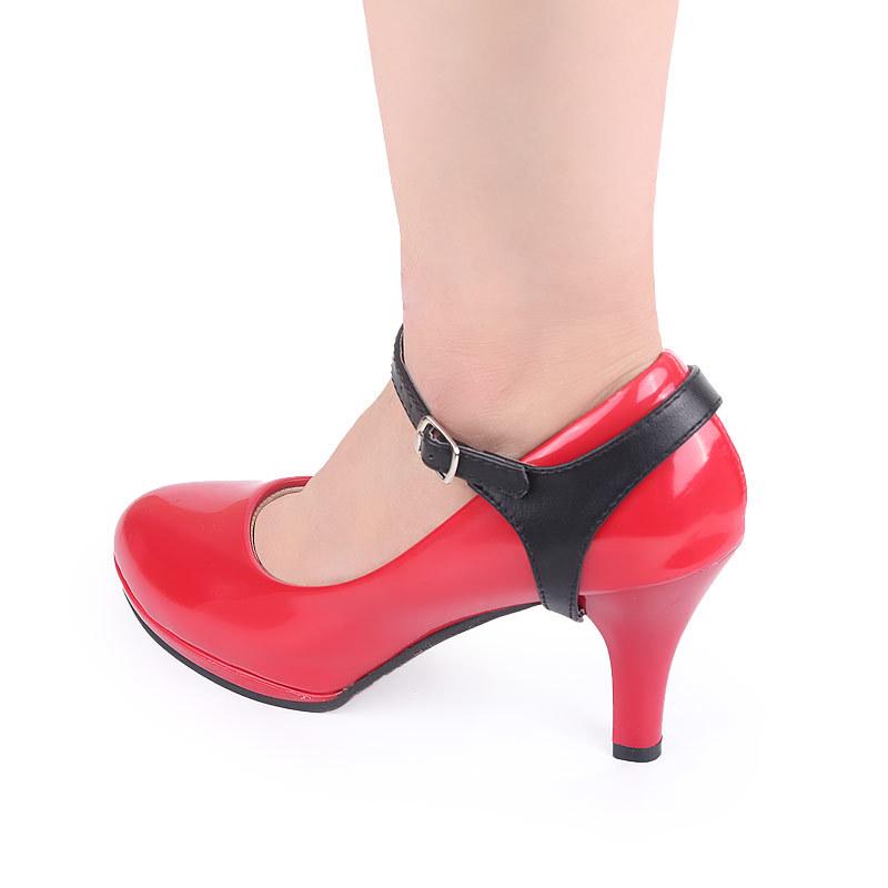 Women's High Heels with Anti-Drop Leather Straps and Shoelace Buckle