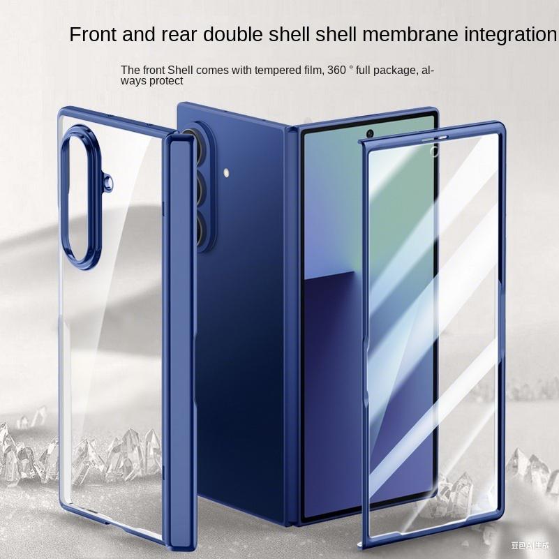 Transparent Screen Tempered Glass Protector Case For Samsung Galaxy Z Fold 7 fold7 All-inclusive Spring Hinged Cover