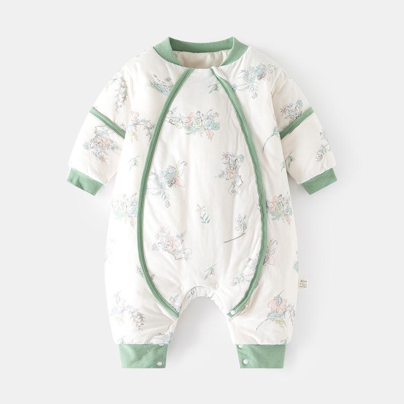 Newborn Anti-Kick Split Leg Sleeping Bag - Thick, Padded, and Zippered for Autumn and Winter