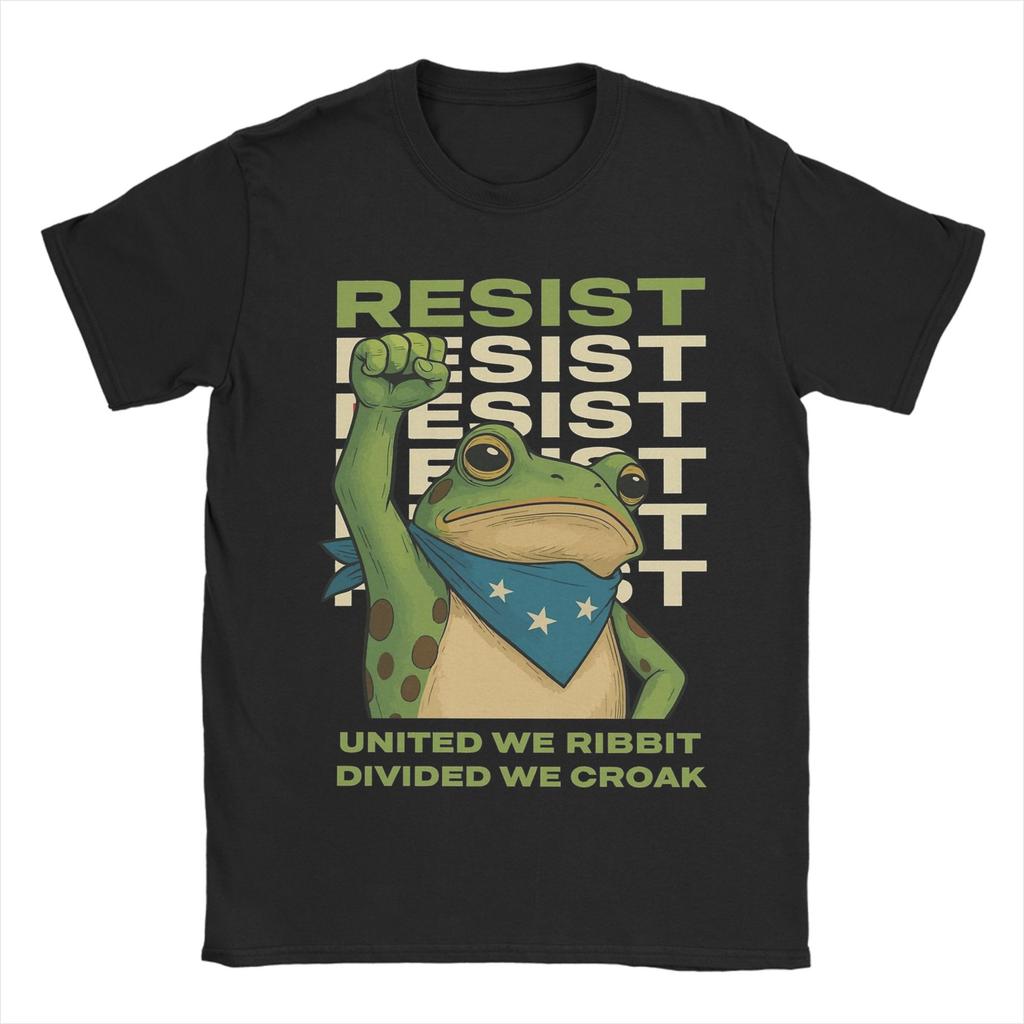 Portland Frog Protest Resist Frog T Shirts Men's Pure Cotton Vintage T-Shirt Crewneck Tees Short Sleeve Clothing 4XL 5XL 6XL