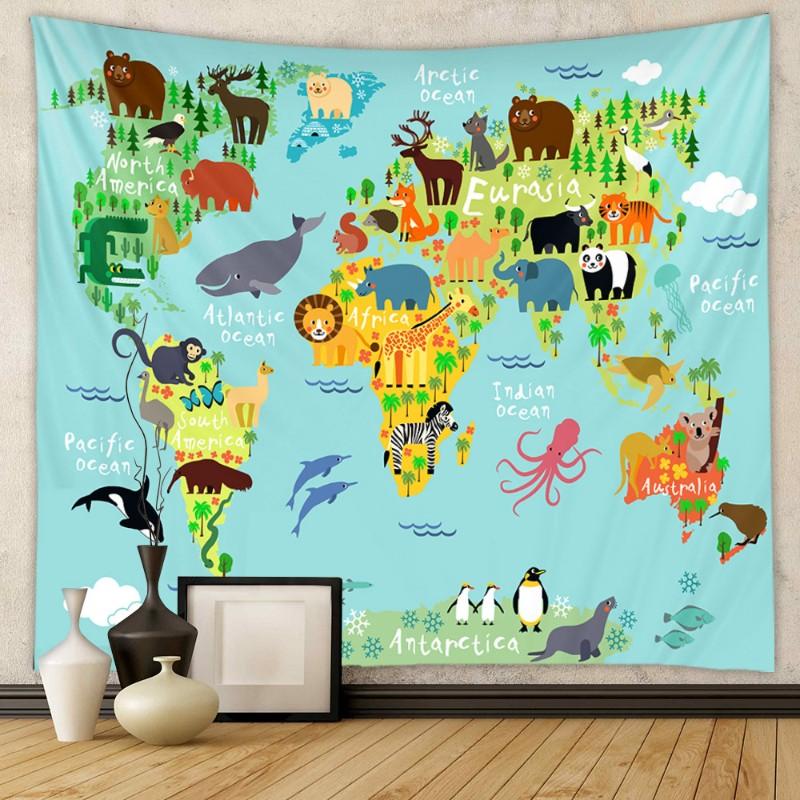 abstract world map tapestry Polyester Tapestry Living Room Decor Resistant to dirt wall tapestry Floor Decor Aesthetic 100X70CM