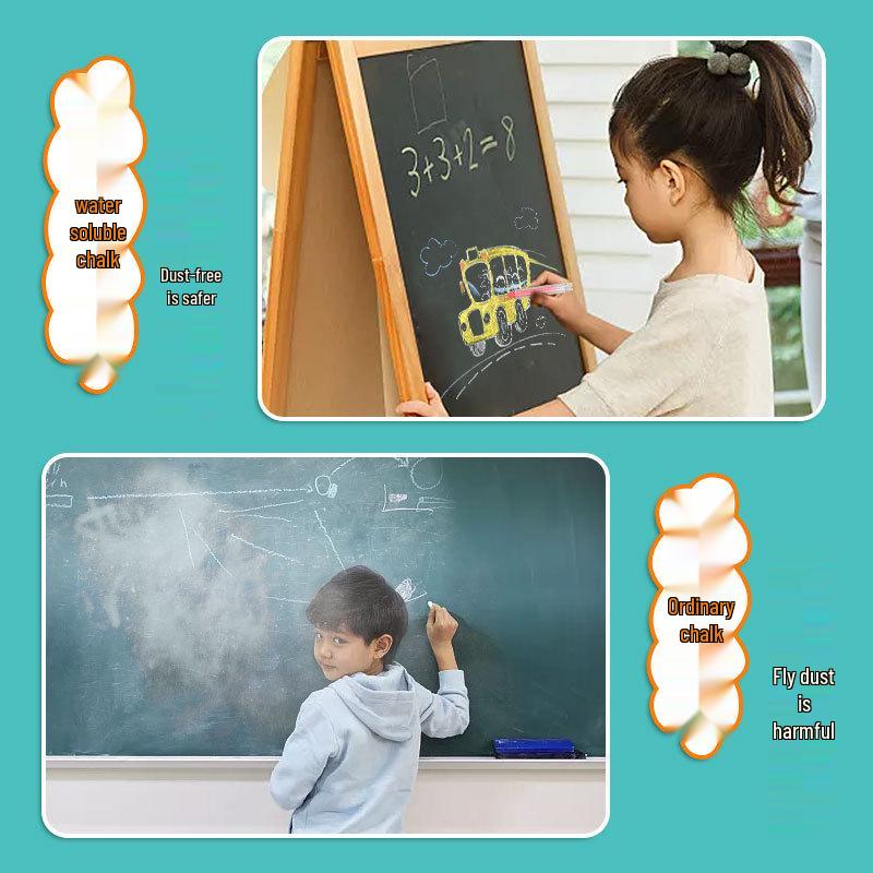 36-Color Dustless Water-Soluble Chalk Set: Odorless, Bright, with Pen Holder Clip for Kids and Teachers