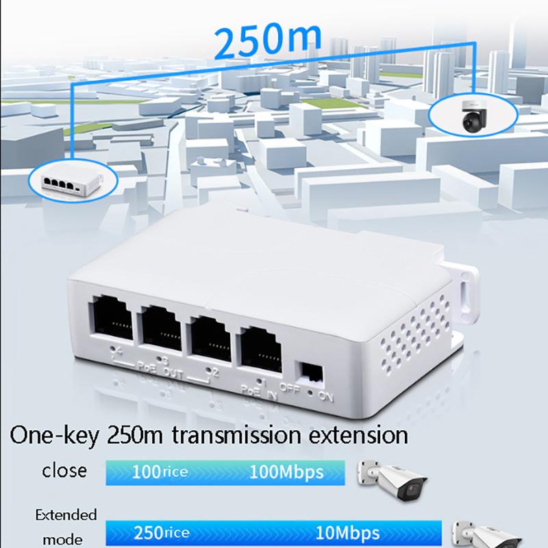 4-ports PoE-ekstender Vanntett PoE-repeater For IP-portoverføring Ekstender For PoE-svitsj NVR IP-kamera
