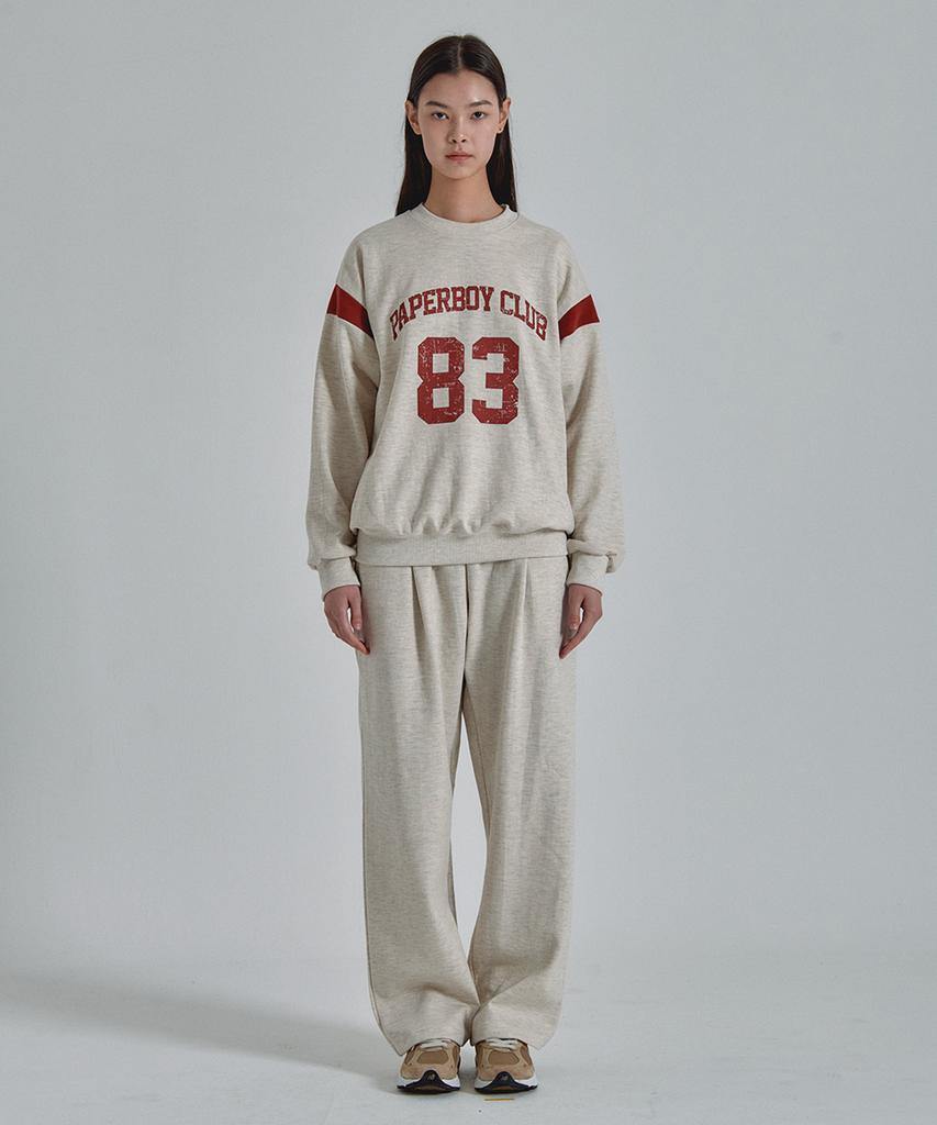 PAPERBOY Pintuck Wide Sweatpants - Oatmeal