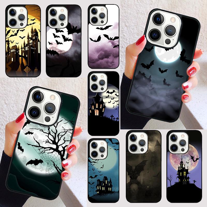 Vampire Bats Full Moon Phone Case for iPhone 17 Air 16 16e 15 Plus for Apple 13 11 12 14 Pro Max Cover coque Shell