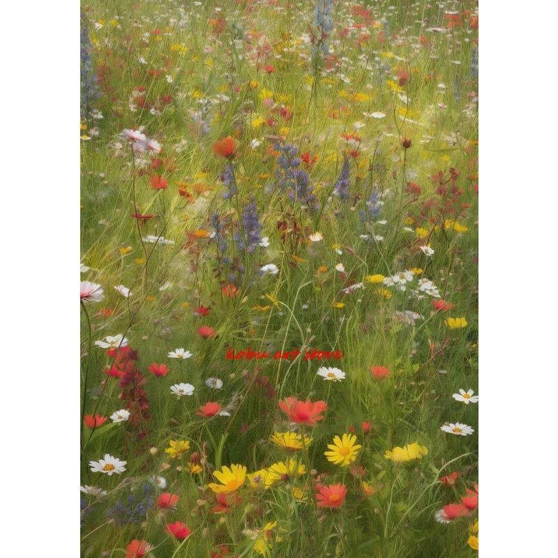 Wildflower Field Floral Natural Landscape Canvas Painting Posters and Prints Wall Art Picture for Living Room Home Decor Cuadros