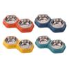 Mangeoire pour animaux de compagnie à double bol Base antidérapante PP durable Acier inoxydable Facile à nettoyer Gamelle nourriture eau pour chats chiens