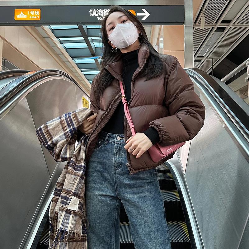 

New cotton-padded clothes women s winter short small jacket cotton-padded clothes solid color loose thickened cotton-padded jackets L