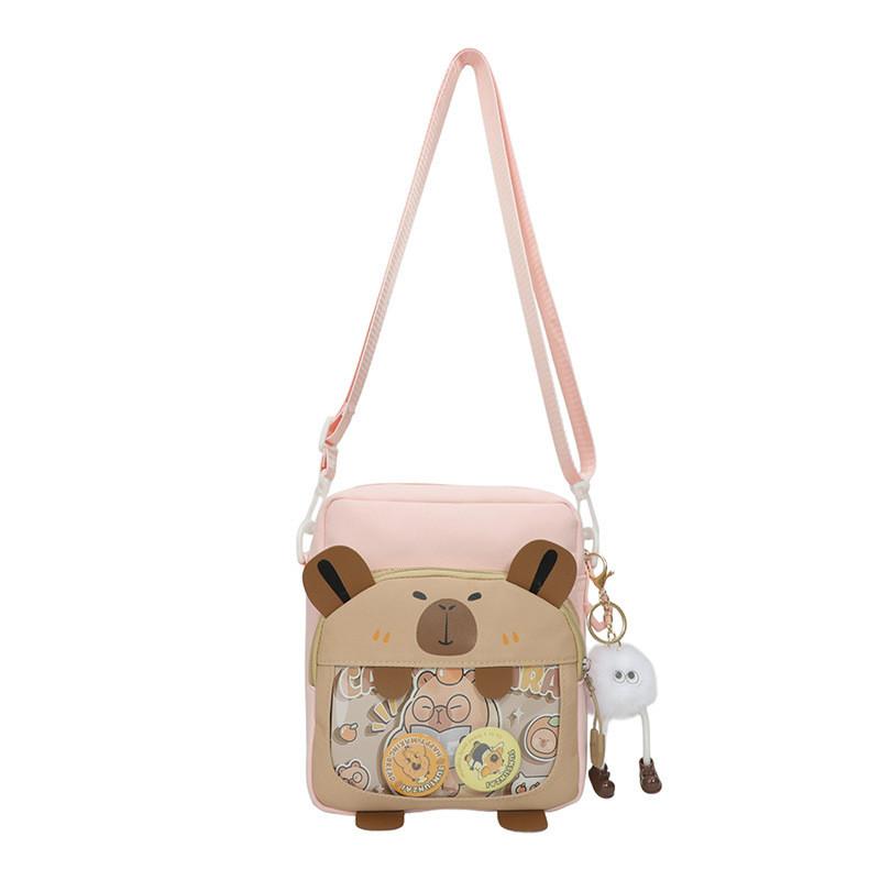 Capybara Cute Mini Nylon Crossbody Bag With Zipper Pocket For Daily Use