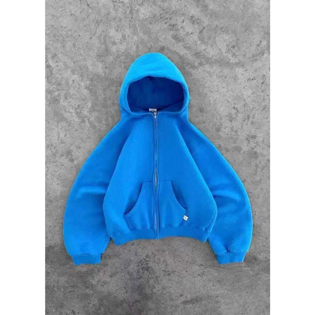 ZYLLO Amerikanischer Retro Einfarbiger Hoodie Damen Herren Herbst Langarm Oberteile Kapuzenpullover Streetwear Hip Hop Pullover Y2K Sweatshirt Neu