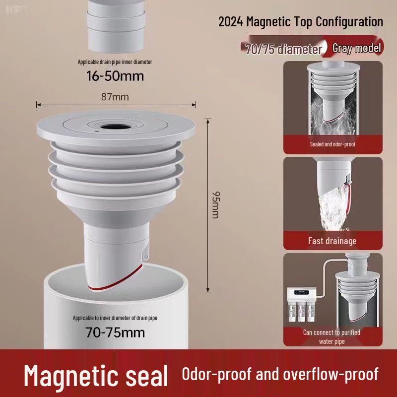 BENAGIL Magnetic Anti-Odor Drain Sealing Plug серый