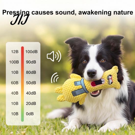 Durable Plush Toys for Daily Chewing Stuffed Animal Dog Toy, Squeaky Pet Chew Funny Cartoon Natural Biting Tendency Bear Bunny Deer Design,