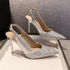 Fashion Bling Fashion High Heels Women Sandals 2025 Summer Pointed Toe Shoes New Elegant Stilettos Slippers Party Dress Pumps Sandalias