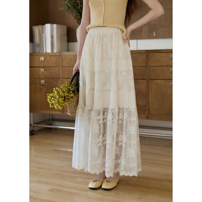 Women's Lace Patchwork A-Line Midi Skirt
