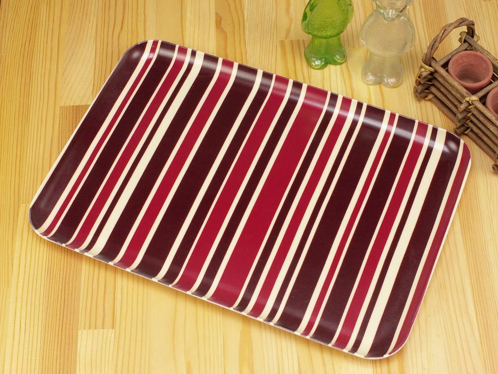 TATSU-CRAFT NR Lunch Tray, Large, Nordic Style, Modern, Turin Stripe, Bordeaux, Red, Non-Slip, Microwave-Safe, Tray, Stylish, Plastic, Large, Small,