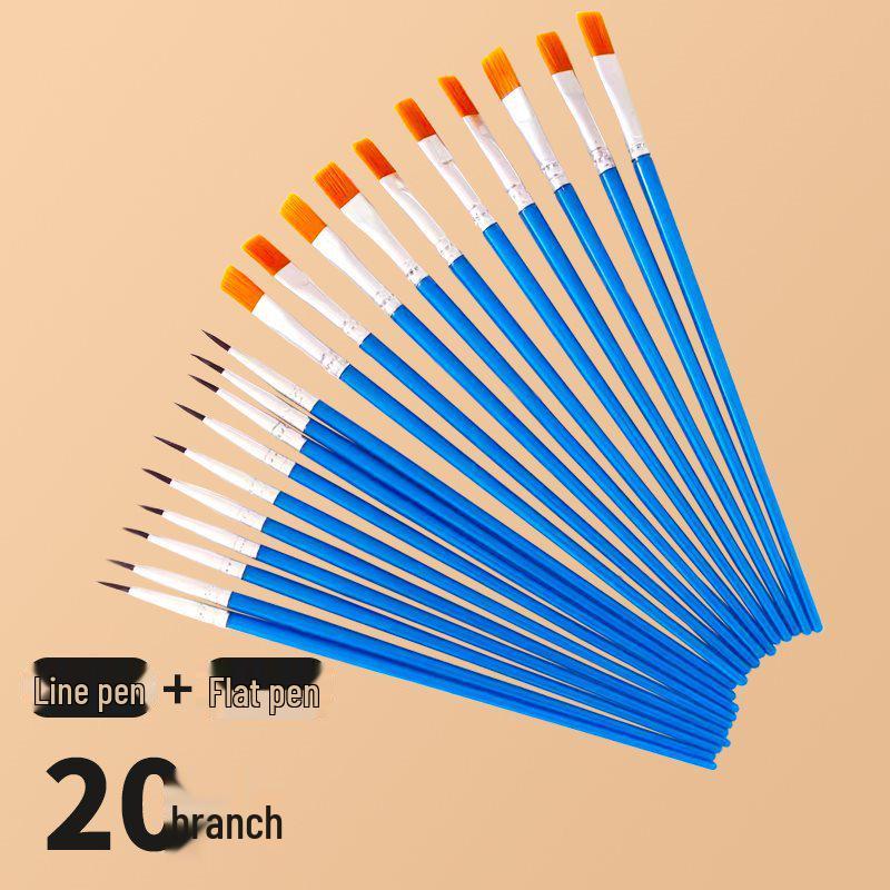 Flat Nylon Brush Set: Oil, Watercolor, Gouache, Acrylic - Ideal for Art, Painting, and Outlining.