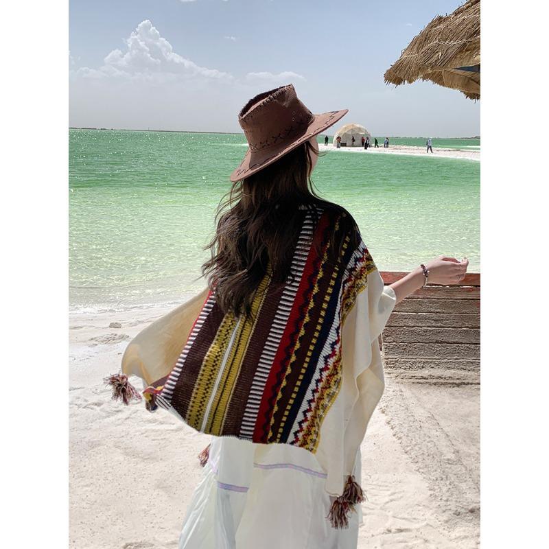 Bohemian Ethnic Style Cape Women Yunnan Tourism Summer Sunscreen Cloak Decoration Retro Cloak Ancient Style Tassels