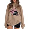 Women's Neck Long Sleeve Casual Loose Fit Sweatshirt Pullover with Color or Small Halloween Print