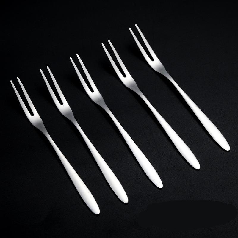 Stainless Steel Fruit Fork Cake Mooncake Fork Stick Dessert Coffee Spoon Cygnus Cutlery Set Food Grade