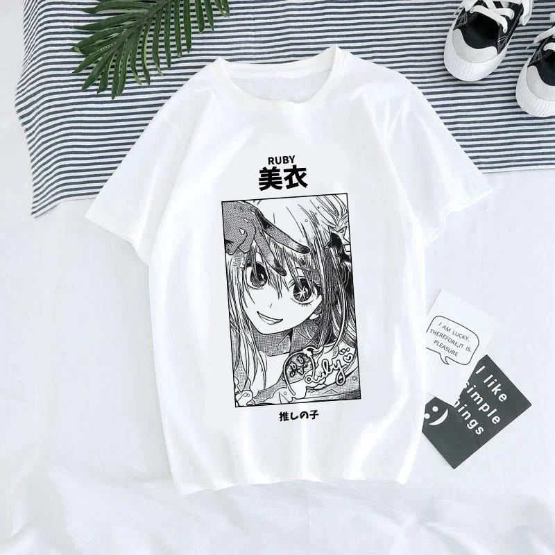 Women T-shirt Manga Anime Oshi No Ko Harajuku Ullzang T Shirt Summer Short Sleeves Casual and Fashionable Versatile