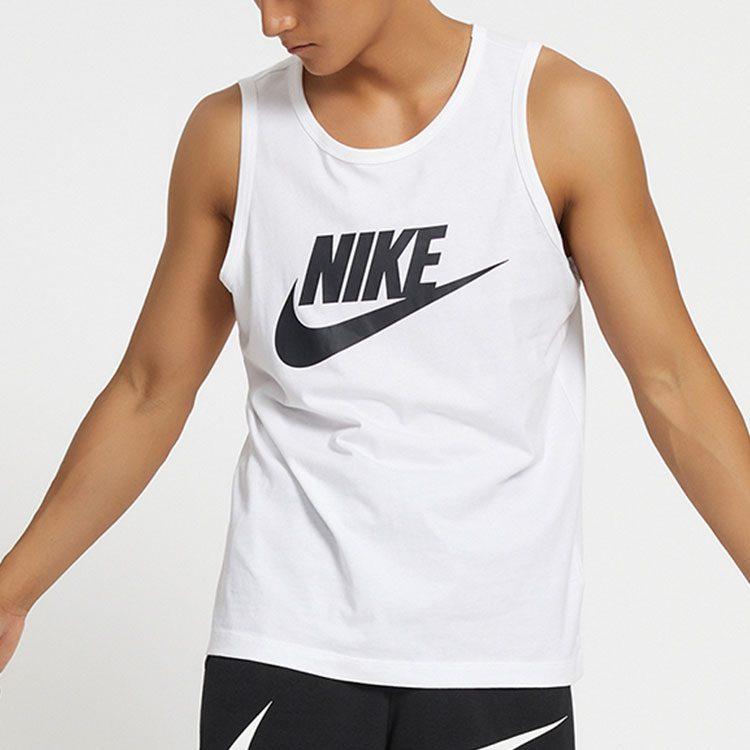 Nike Tank Tops Men's White Crew Neck Moderate Straight Fit AR4992-101