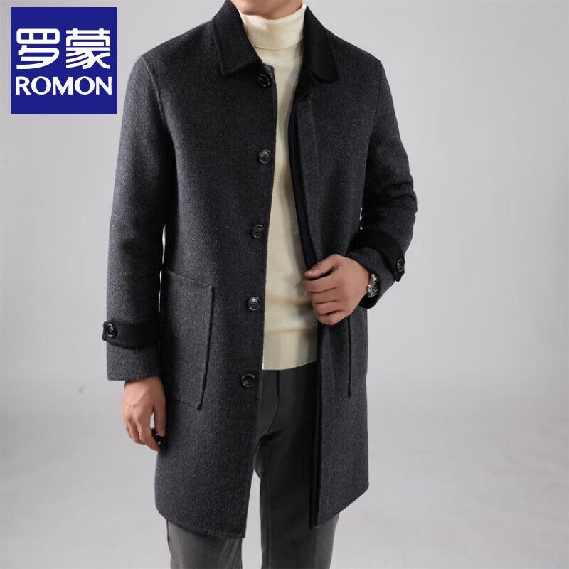 Мужское двустороннее шерстяное пальто средней длины Rommon XL